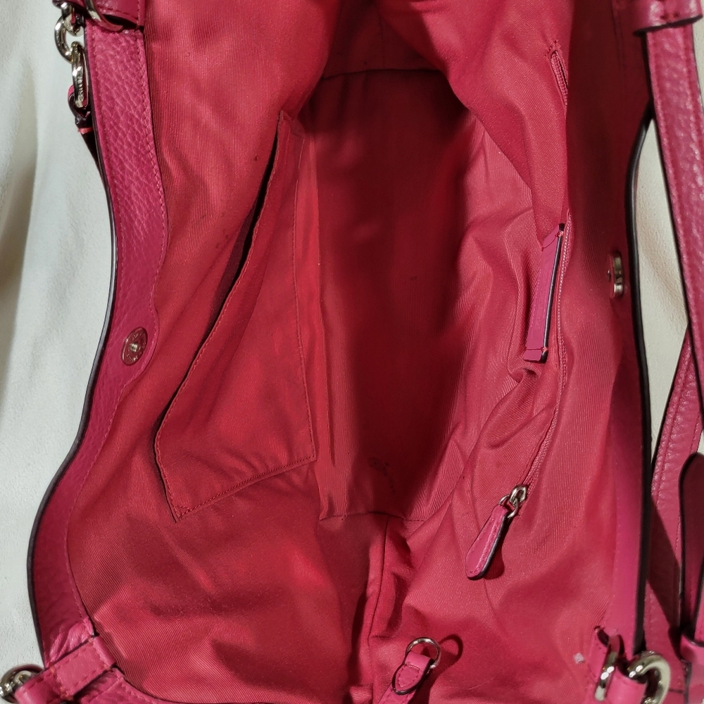 COACH Lexy Rouge Pink Pebbled Leather Shoulder Bag - Picture 9 of 14